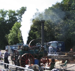 Traction engine in action as a sawmill